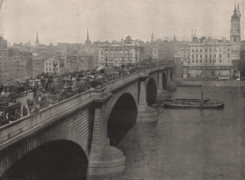 Associate Product LONDON BRIDGE. The bridge, looking north 1895 old antique print picture