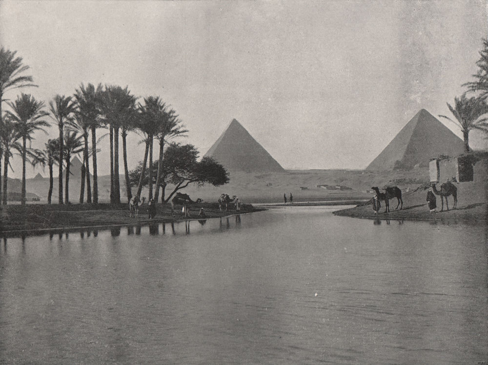 Associate Product GIZA. The Pyramids and the Nile. Egypt 1895 old antique vintage print picture