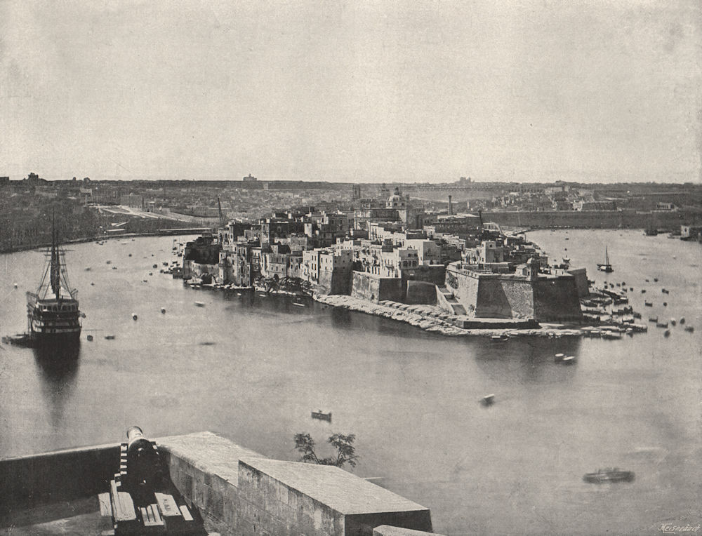 MALTA. General view of the harbour. Malta 1895 old antique print picture