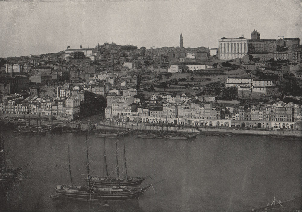 OPORTO. Panorama of the city. Portugal 1895 old antique vintage print picture
