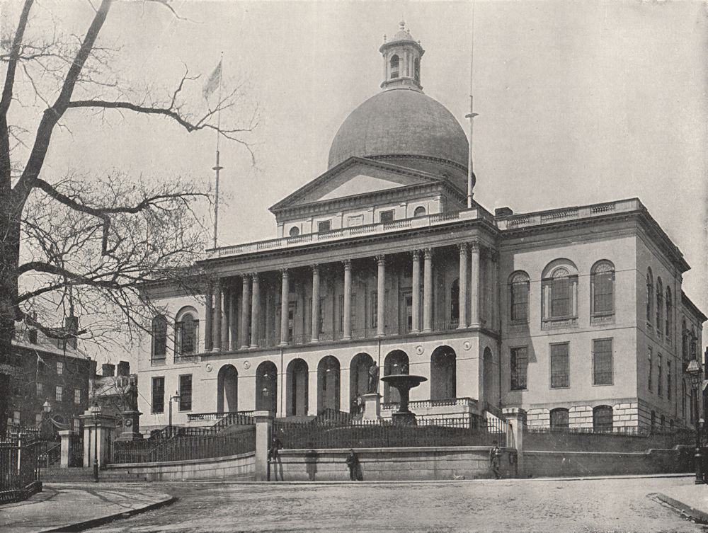 BOSTON. Massachusetts State House. Massachusetts 1895 old antique print