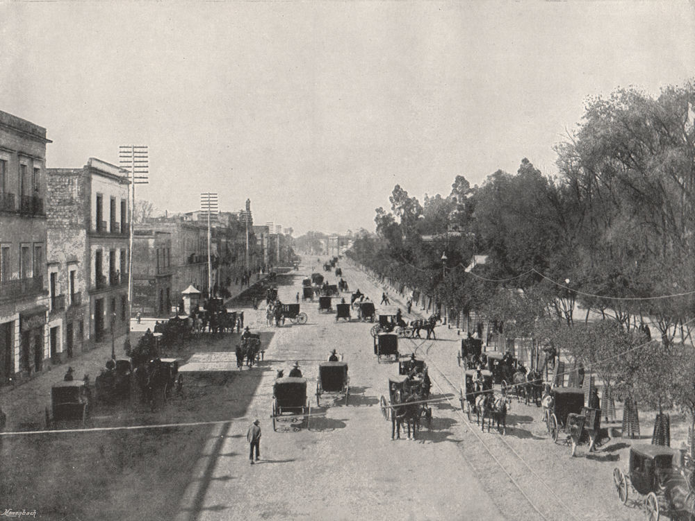 Associate Product MEXICO CITY. The Avenida Juarez 1895 old antique vintage print picture