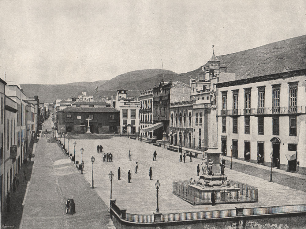 Associate Product TENERIFE. Grand Place de Santa Cruz. Spain 1895 old antique print picture