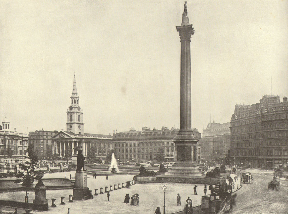 LONDON. Trafalgar Square 1895 old antique vintage print picture