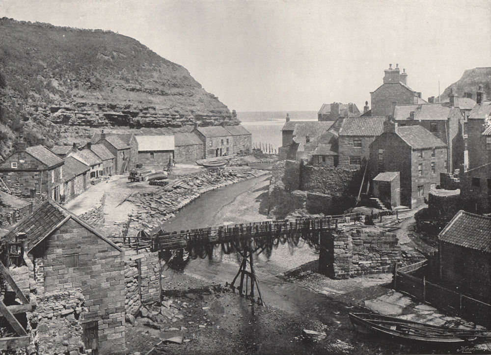 STAITHES. Looking towards the sea. Yorkshire 1895 old antique print picture