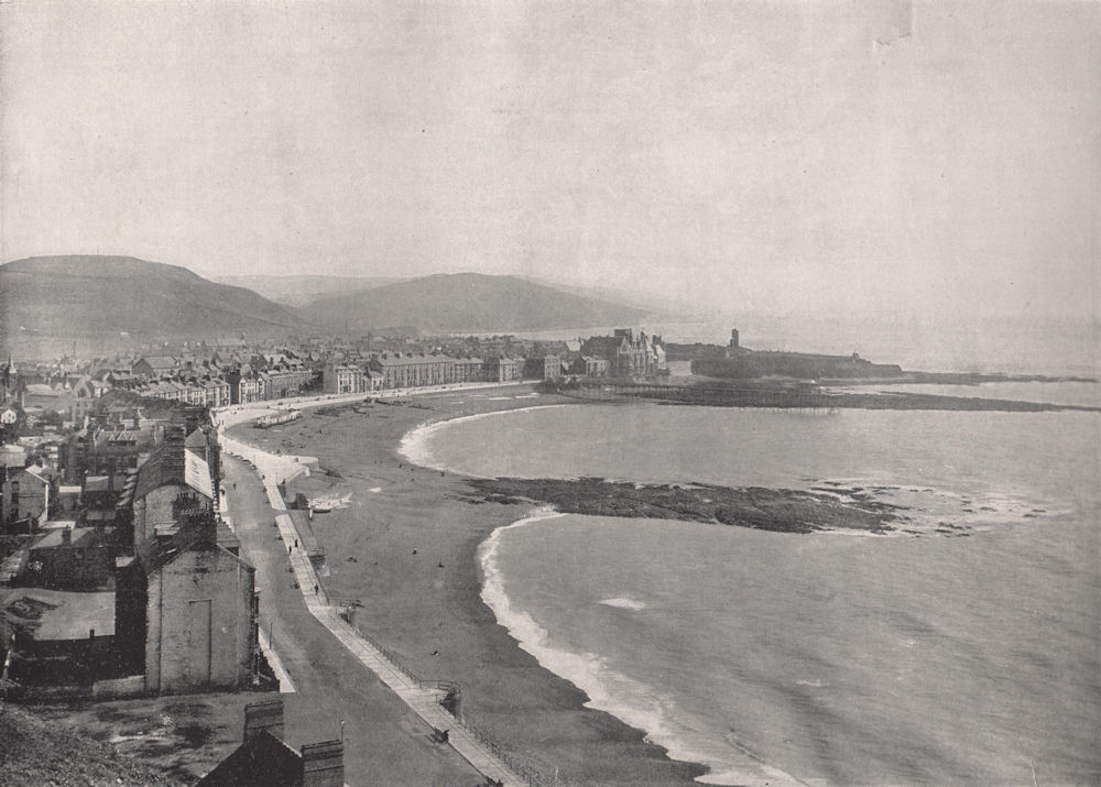 ABERYSTWYTH BAY. Showing the castle & the University College. Wales 1895 print