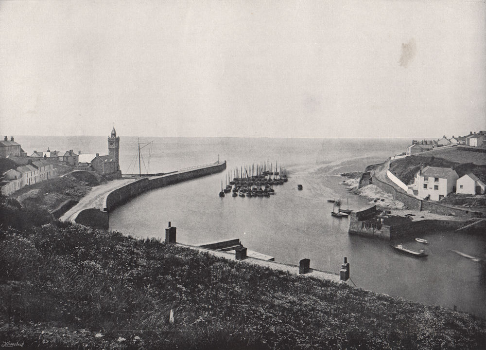Associate Product PORTHLEVEN. The harbour and look-out. Cornwall 1895 old antique print picture