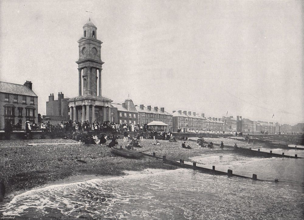 Associate Product HERNE BAY. The front, showing Clock Tower. Kent 1895 old antique print picture