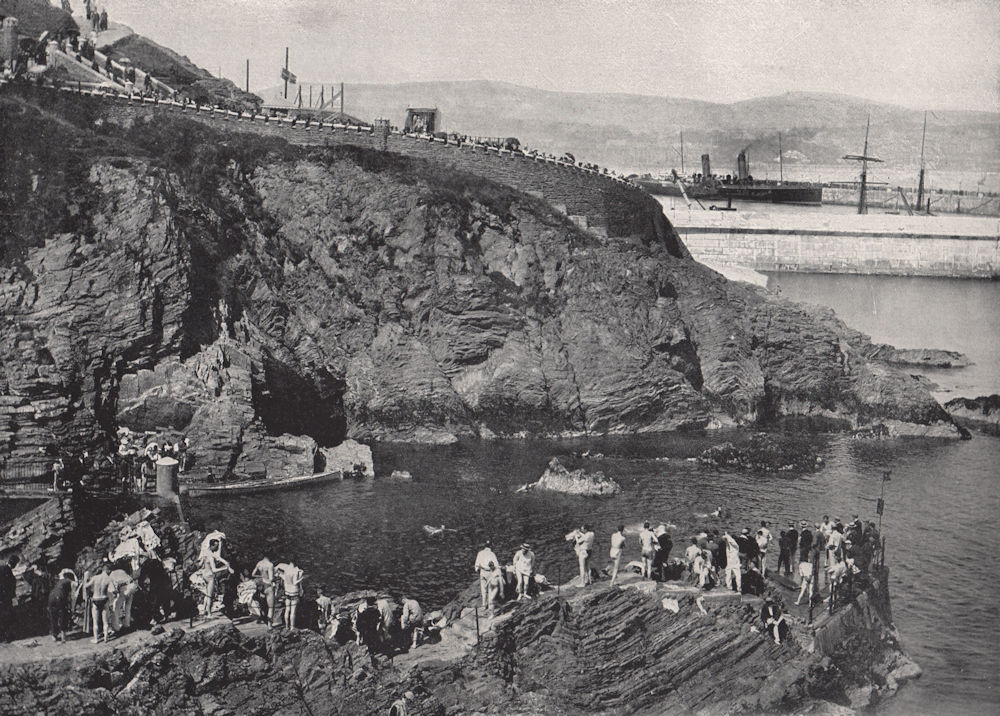 DOUGLAS. The bathing-place at Port Skillion. Isle of Man 1895 old print
