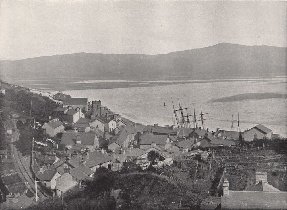ABERDOVEY. View of the town and the bay. Wales 1895 old antique print picture