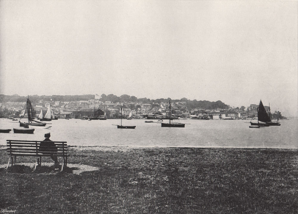 Associate Product WEST COWES. View from East Cowes. Isle of Wight 1895 old antique print picture