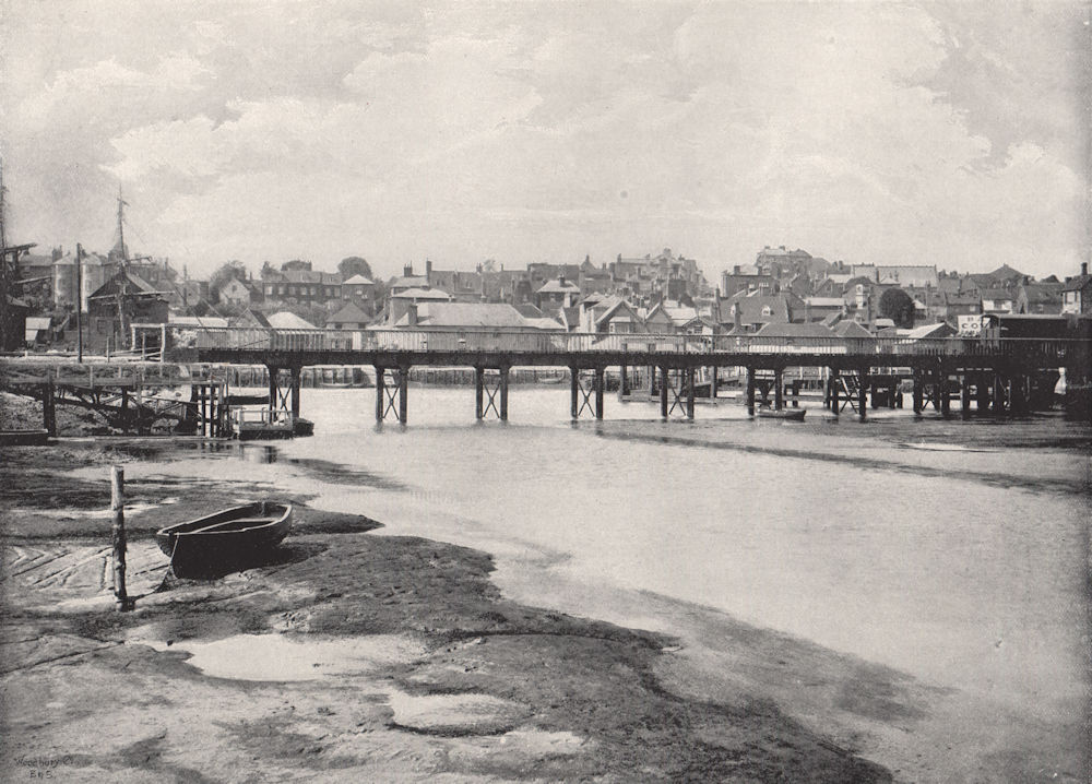 Associate Product LYMINGTON. The bridge and the town, from the river. Hampshire 1895 old print