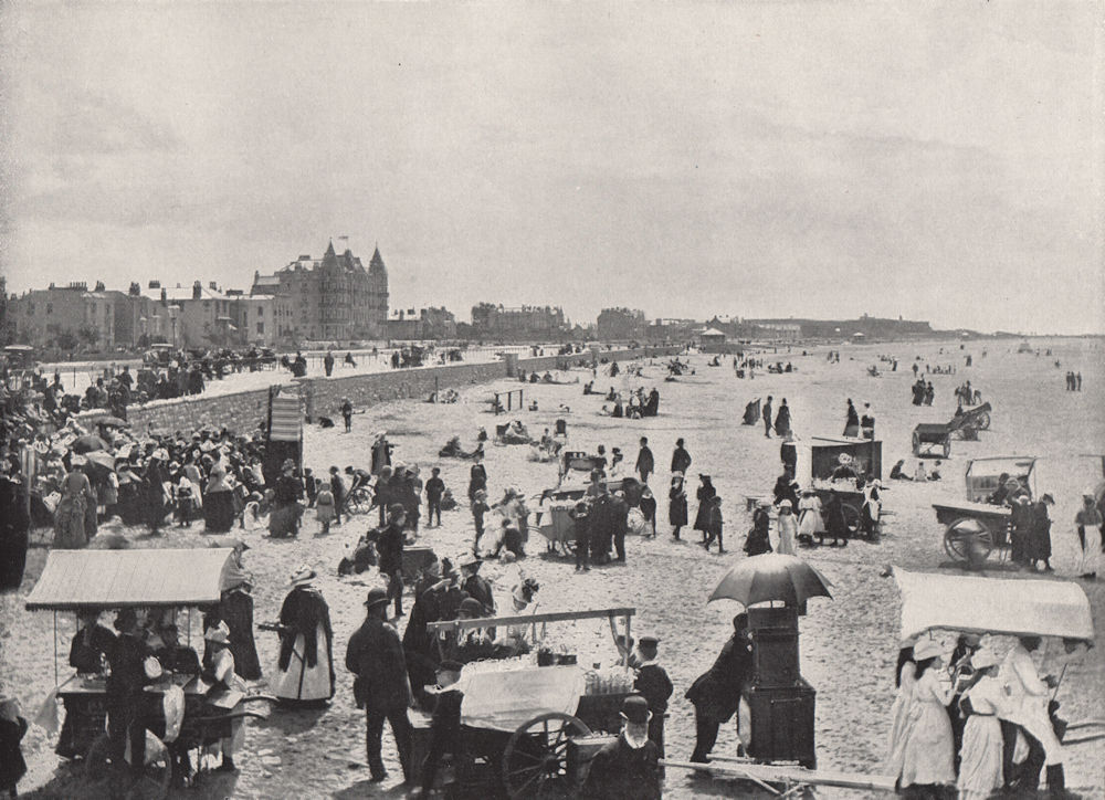 Associate Product WESTON-SUPER-MARE. A summer scene on the sands. Somerset 1895 old print