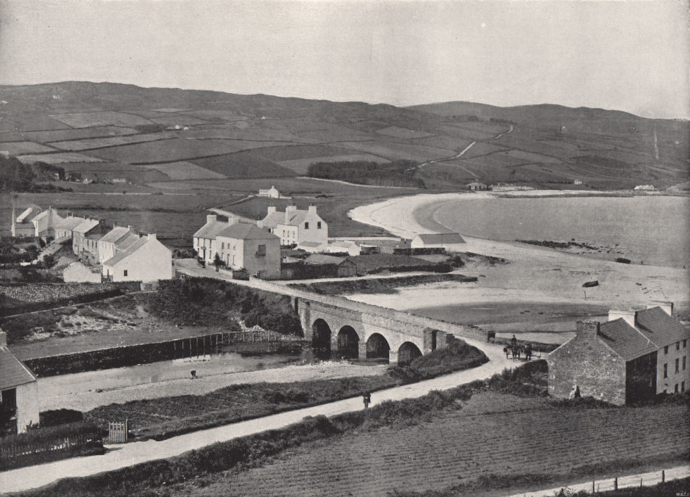 CUSHENDUN. The river, the hills, and Cushendun Bay. Ulster 1895 old print