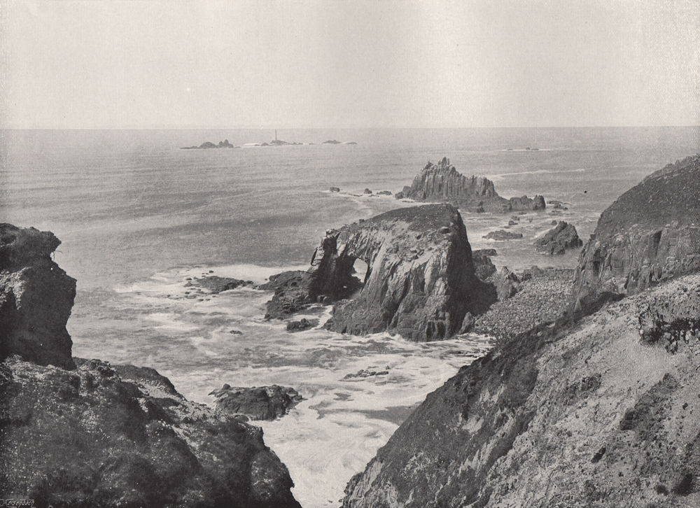 Associate Product LAND'S END. Showing the Longships Lighthouse. Cornwall 1895 old antique print