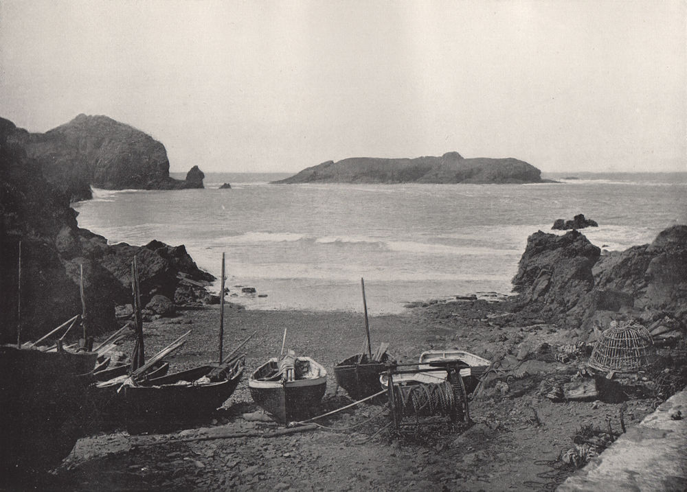 MULLION COVE. Showing Mullion Island. Cornwall 1895 old antique print picture