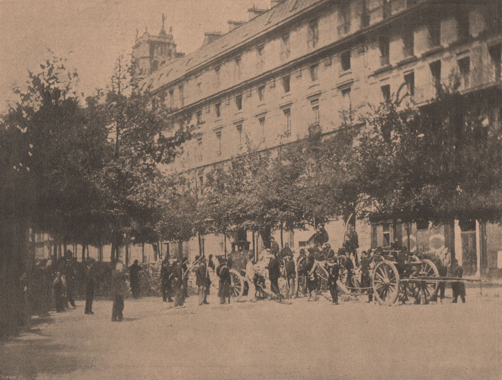 PARIS COMMUNE 1871. Barricade de l'Avenue Victoria. (21 Mai) c1873 old print