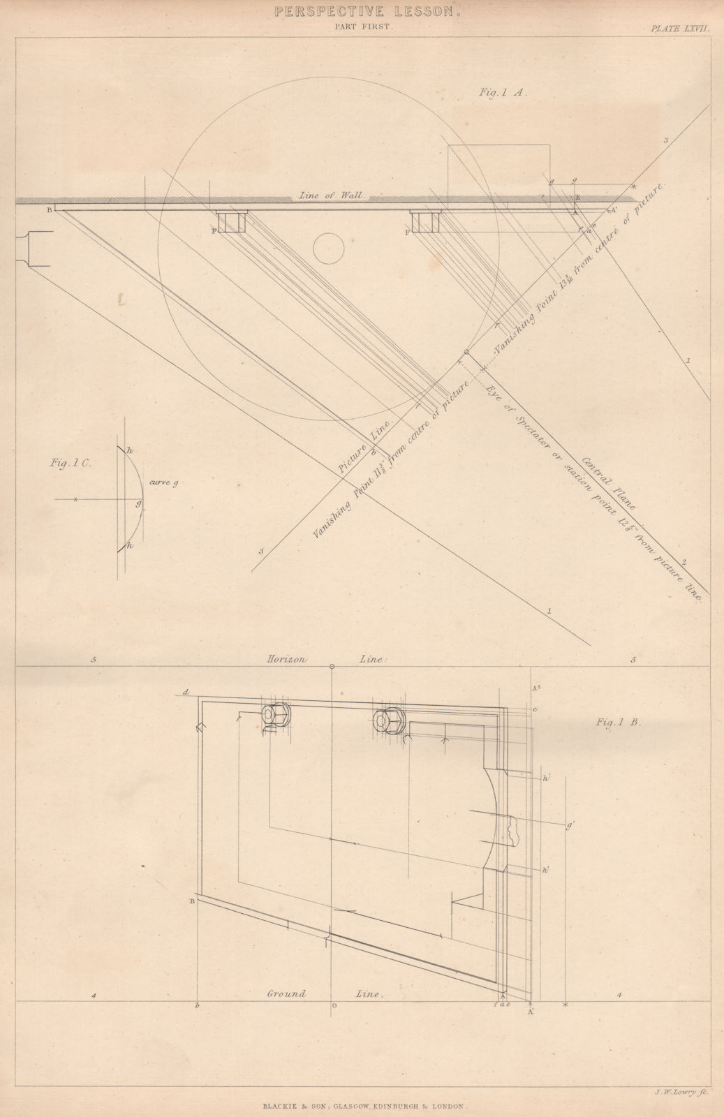 Associate Product VICTORIAN ENGINEERING DRAWING. Perspective Lesson. Part first 1876 old print