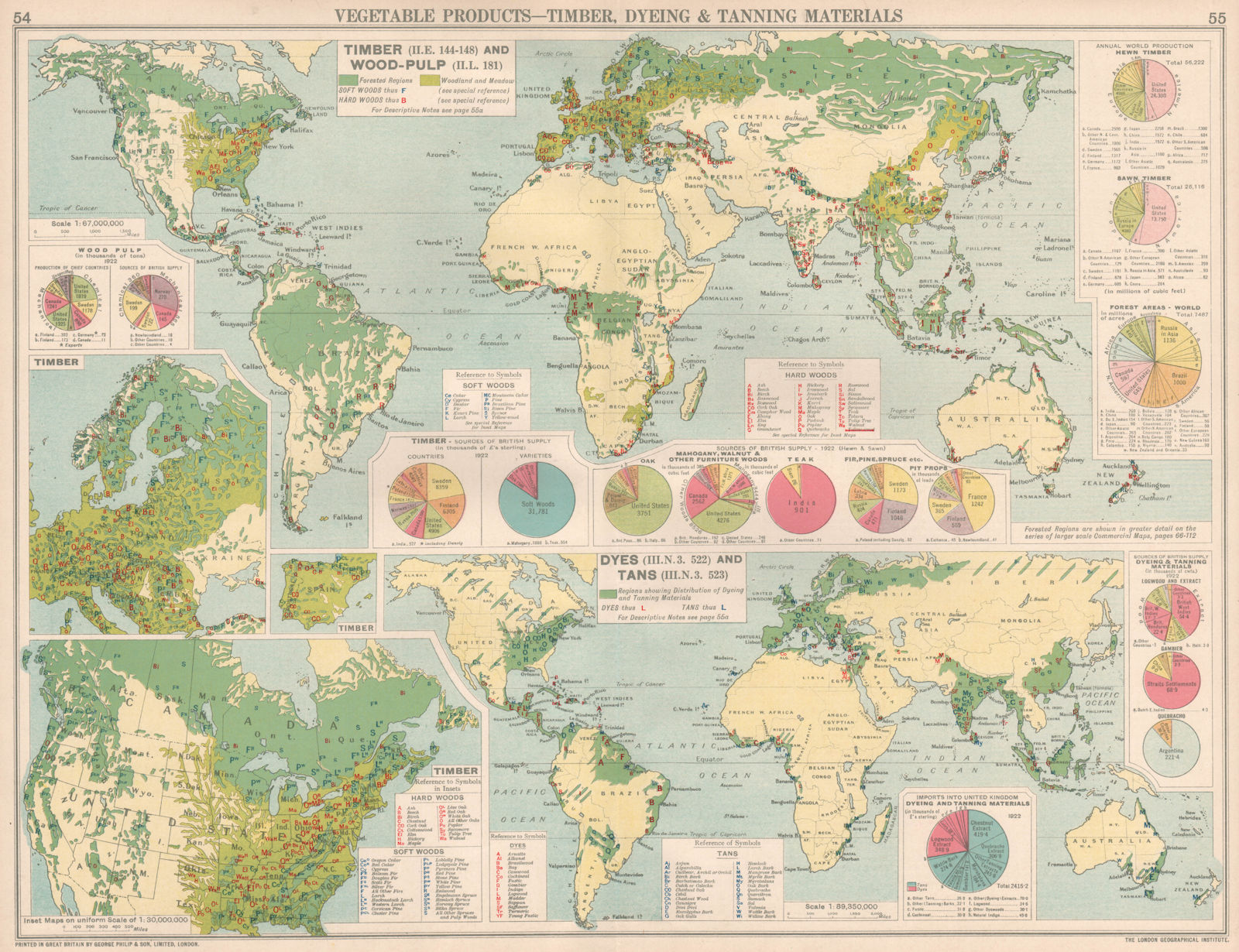 Associate Product World. Timber, Dyeing & Tanning Material production. Wood pulp 1925 old map