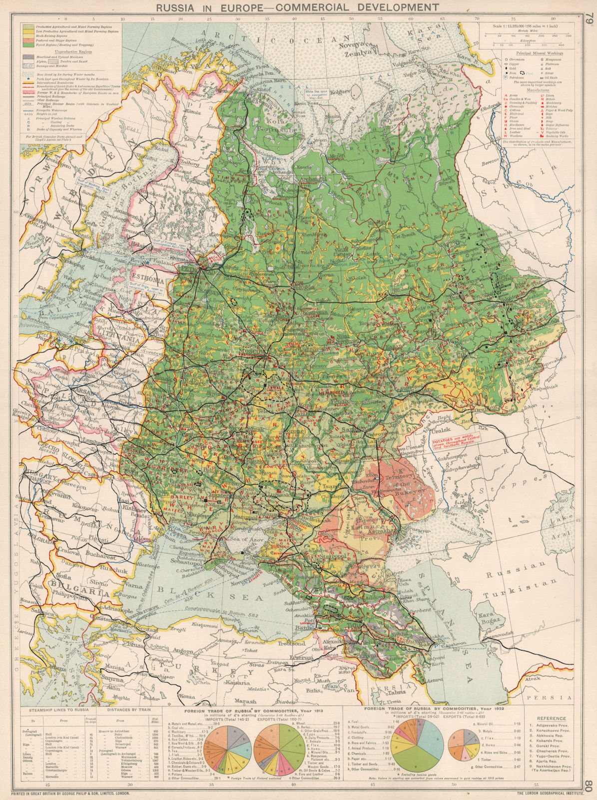 Associate Product Russia in Europe. Commercial Development. Manufacturing & Minerals 1925 map