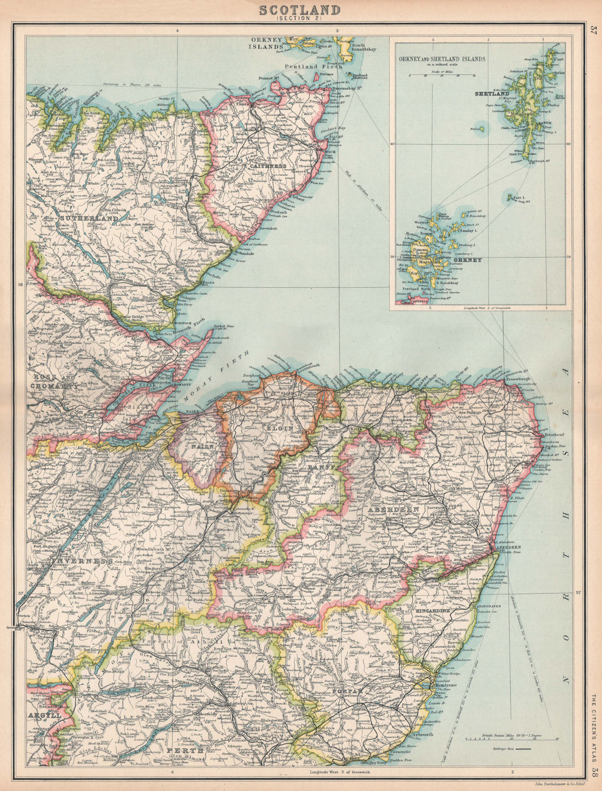 Associate Product SCOTLAND NE. Highlands Aberdeen Moray Angus Perth. Orkneys Shetlands 1912 map