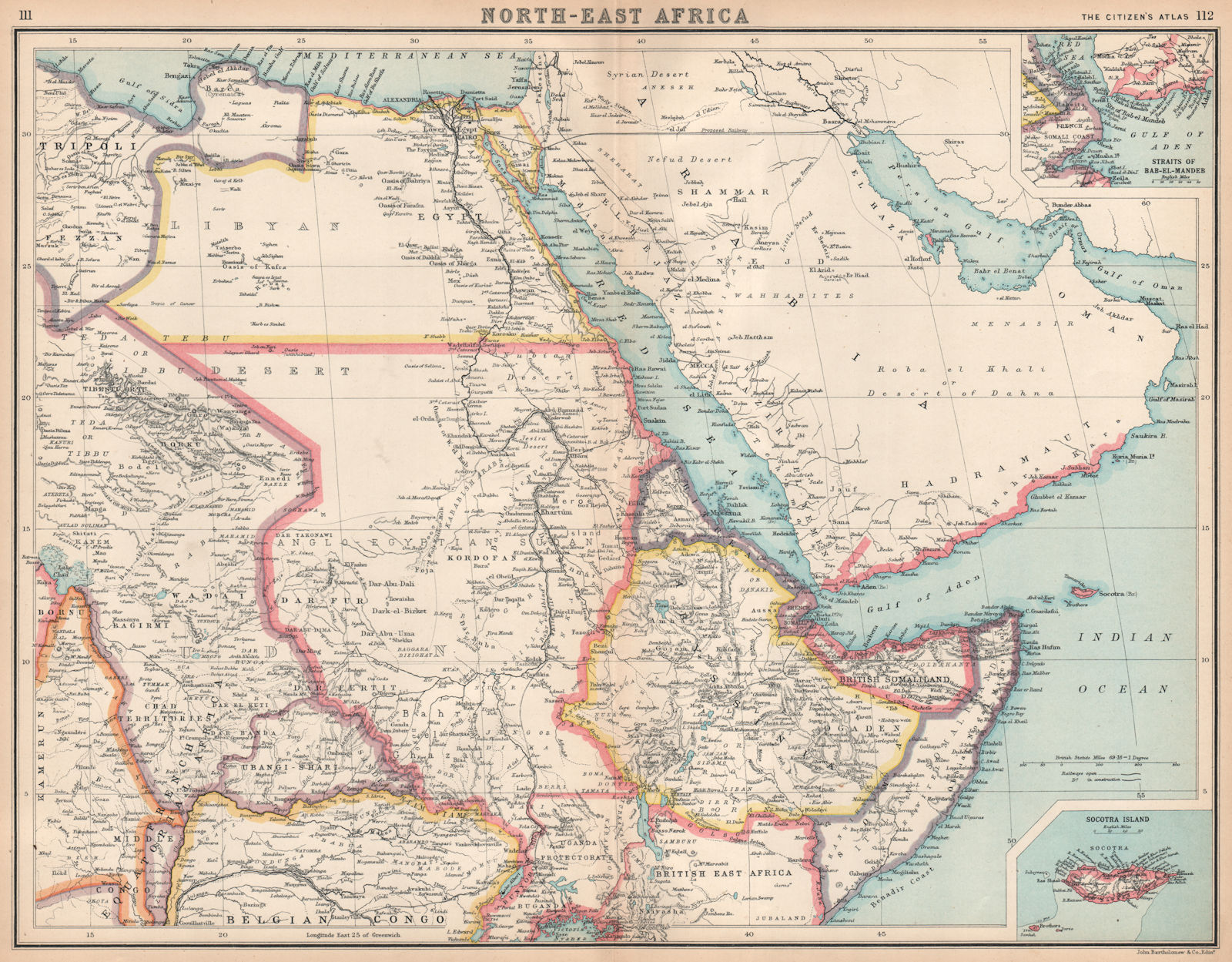 Associate Product NE AFRICA Anglo-Egyptian Sudan Somaliland 'Dobei'/Dubai Abyssinia 1912 old map