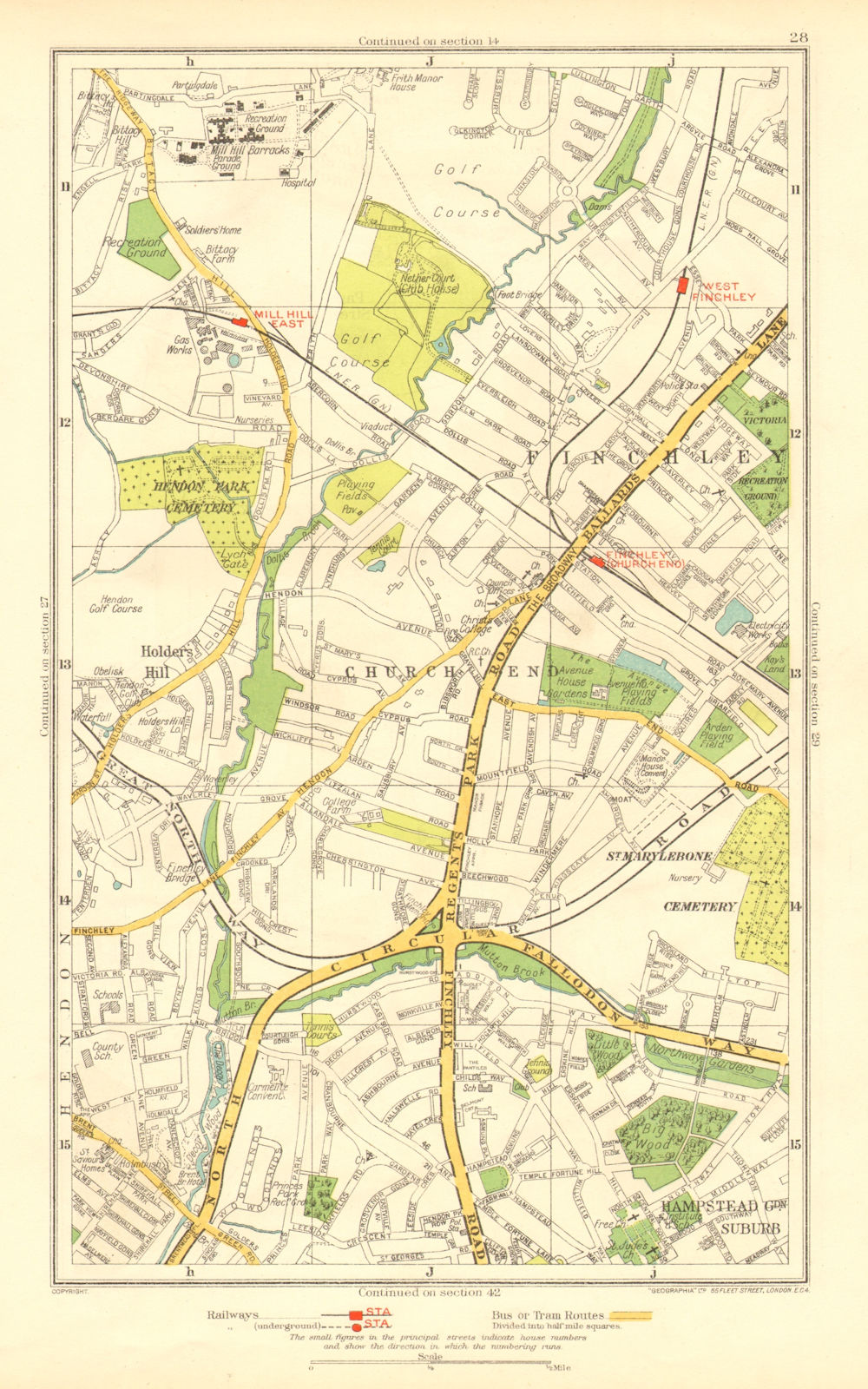 FINCHLEY. Church End Hampstead Garden Suburb Mill Hill Hendon 1937 old map