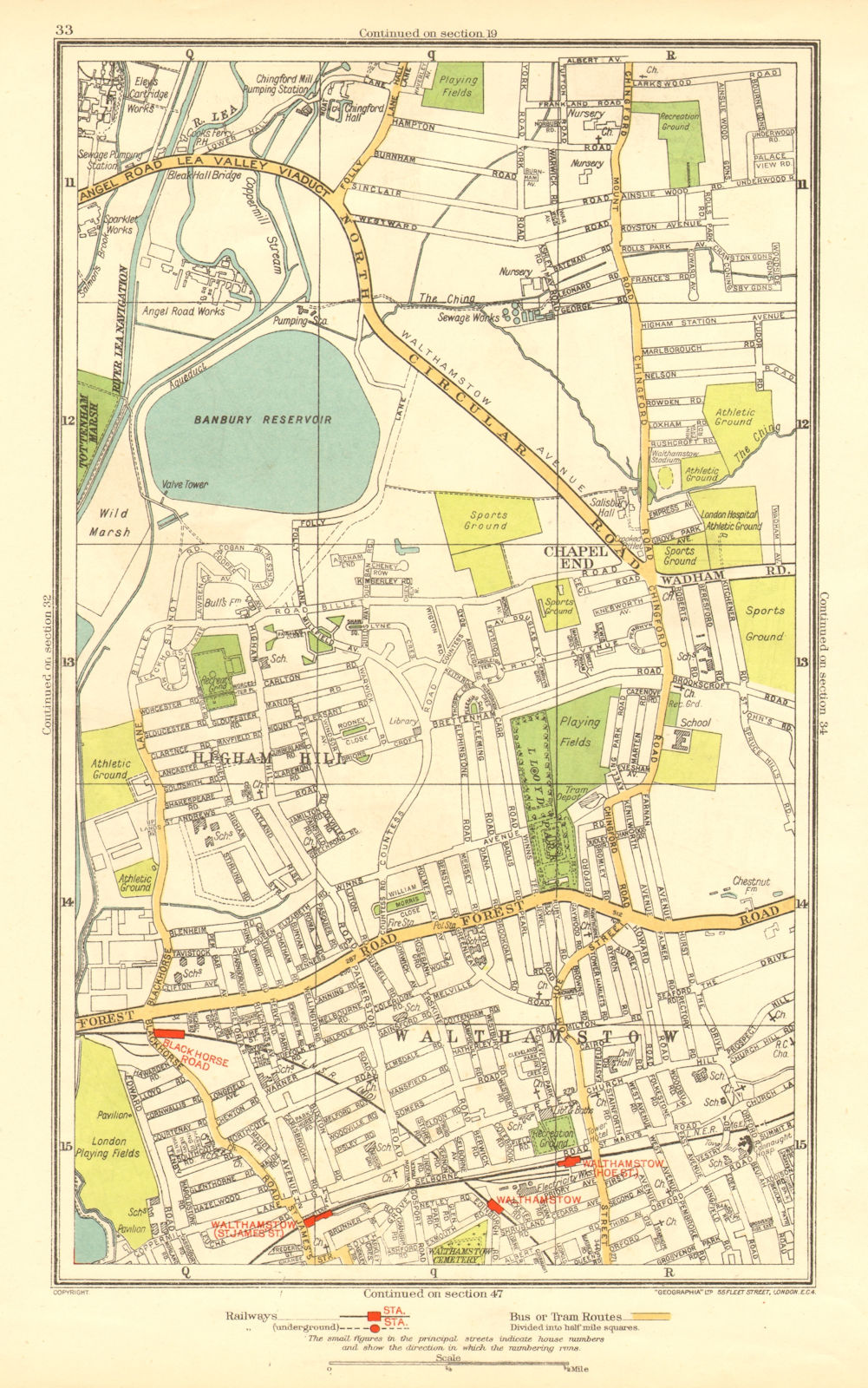 Associate Product LONDON. Chapel End Higham Hill Walthamstow Black Horse Road 1937 old map