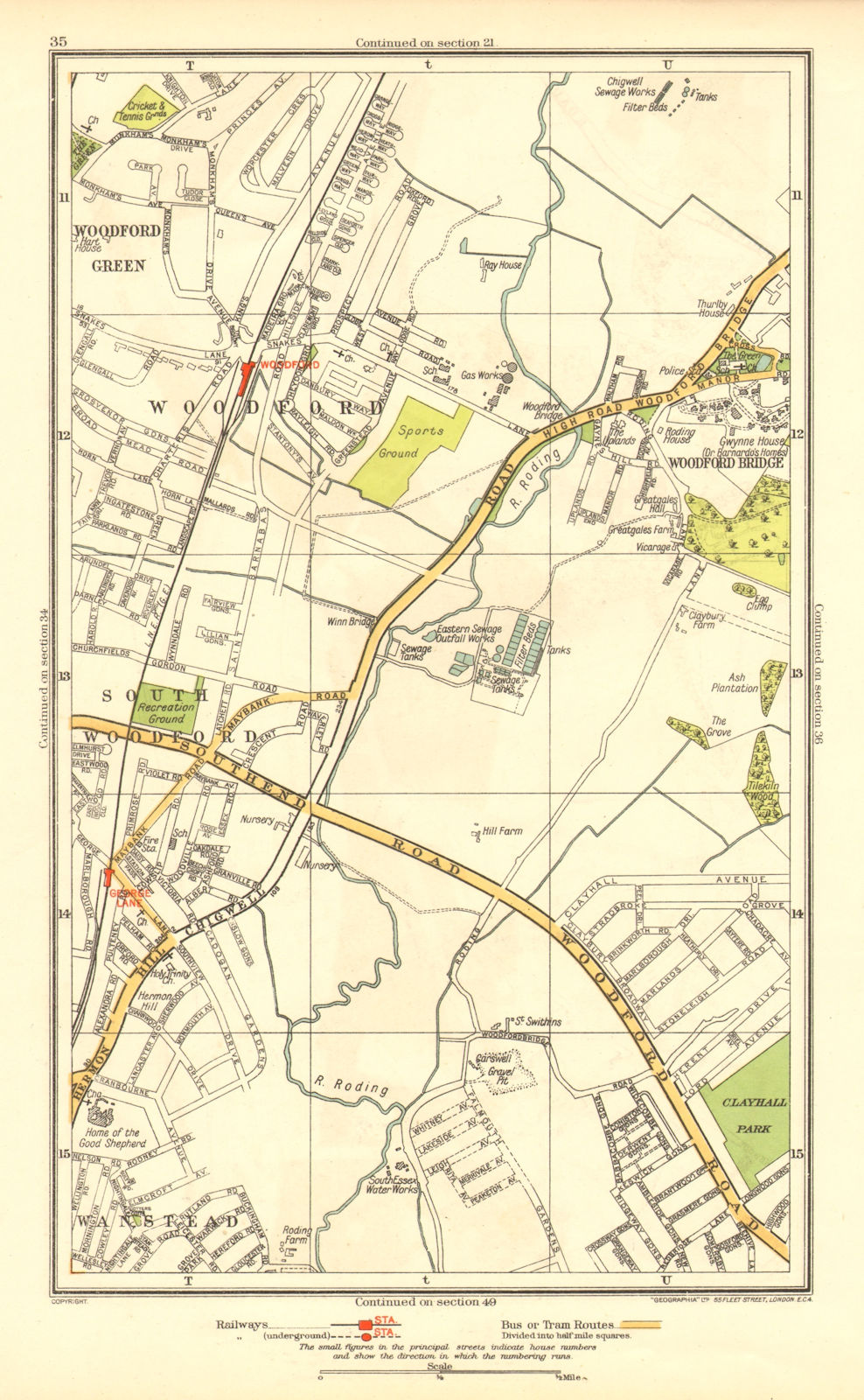 Associate Product LONDON. South Woodford Woodfood Bridge Wanstead Redbridge Ilford 1937 old map