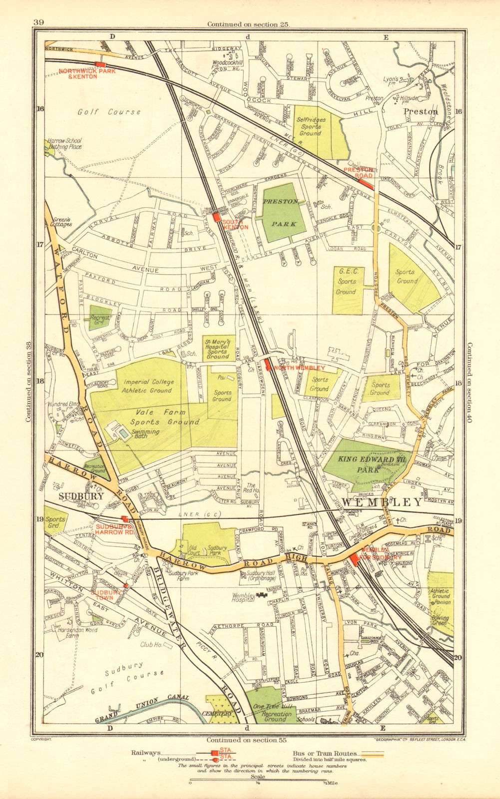Associate Product NORTH WEMBLEY. Preston Road Sudbury Northwick Park Kenton 1937 old vintage map