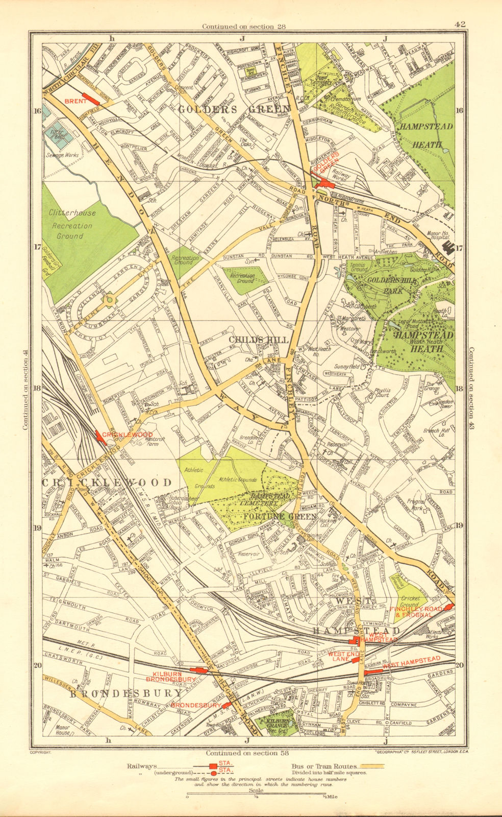 Associate Product CRICKLEWOOD. Brondesbury Fortune/Golders Green Hampstead Child's Hill 1937 map