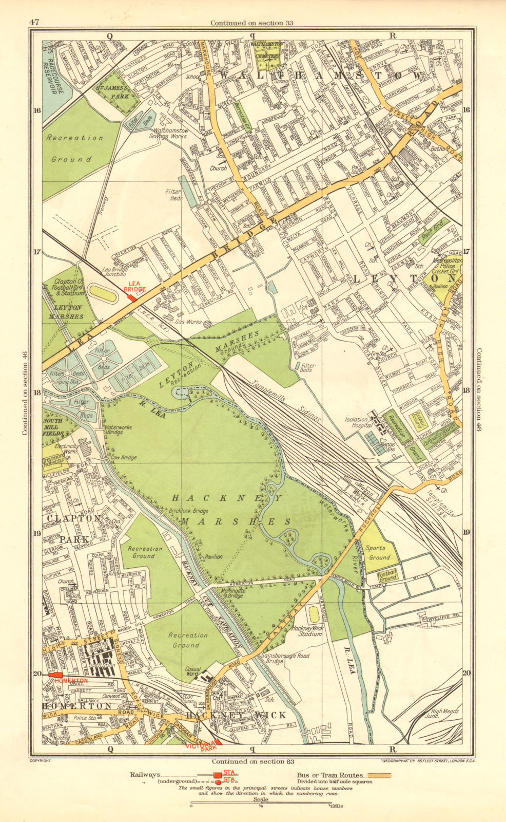 LEYTON. Hackney Marsh/Wick Homerton Walthamstow Clapton Park 1937 old map