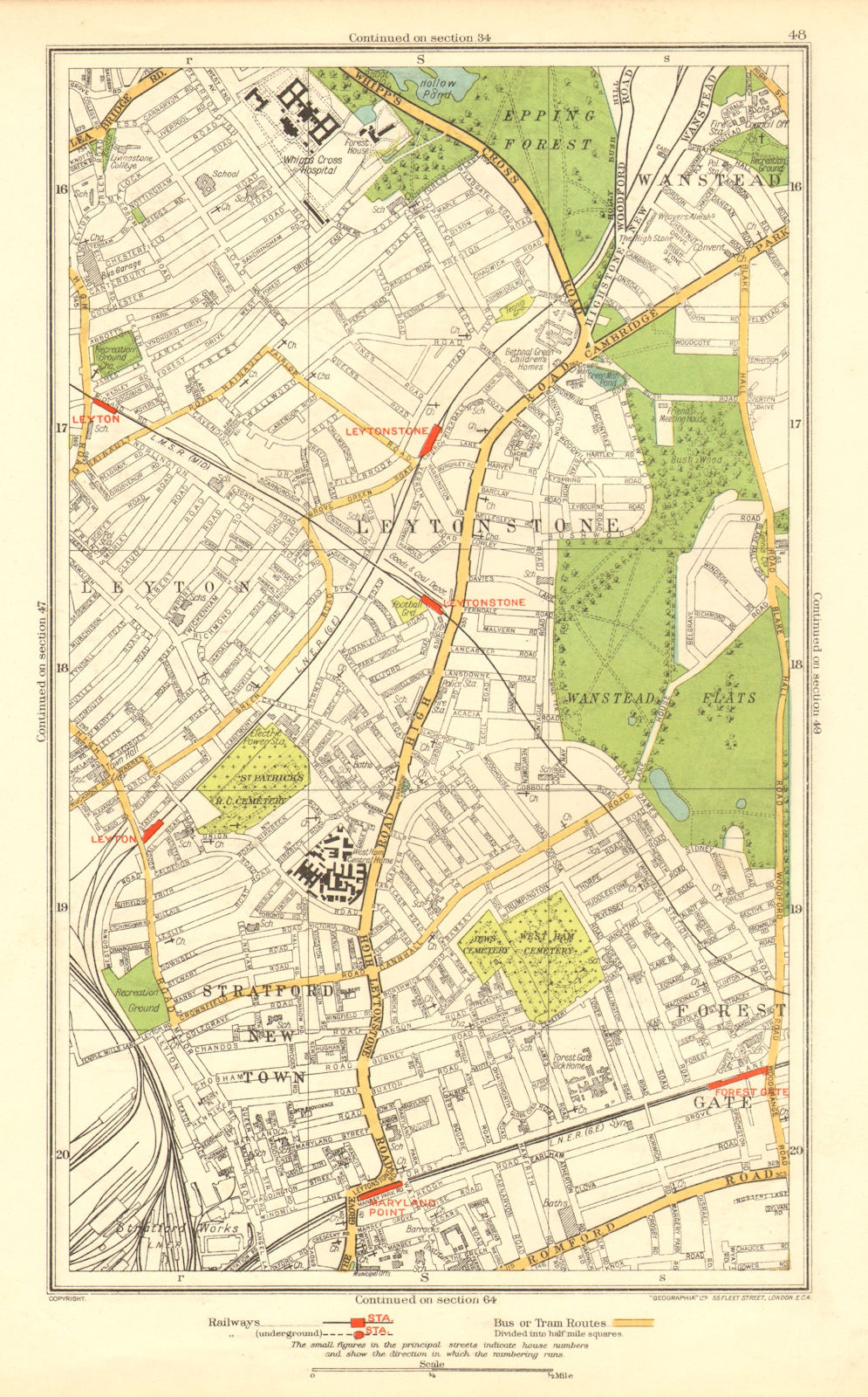 LEYTON LEYTONSTONE. Forest Gate Stratford Wanstead Woodgrange Park 1937 map