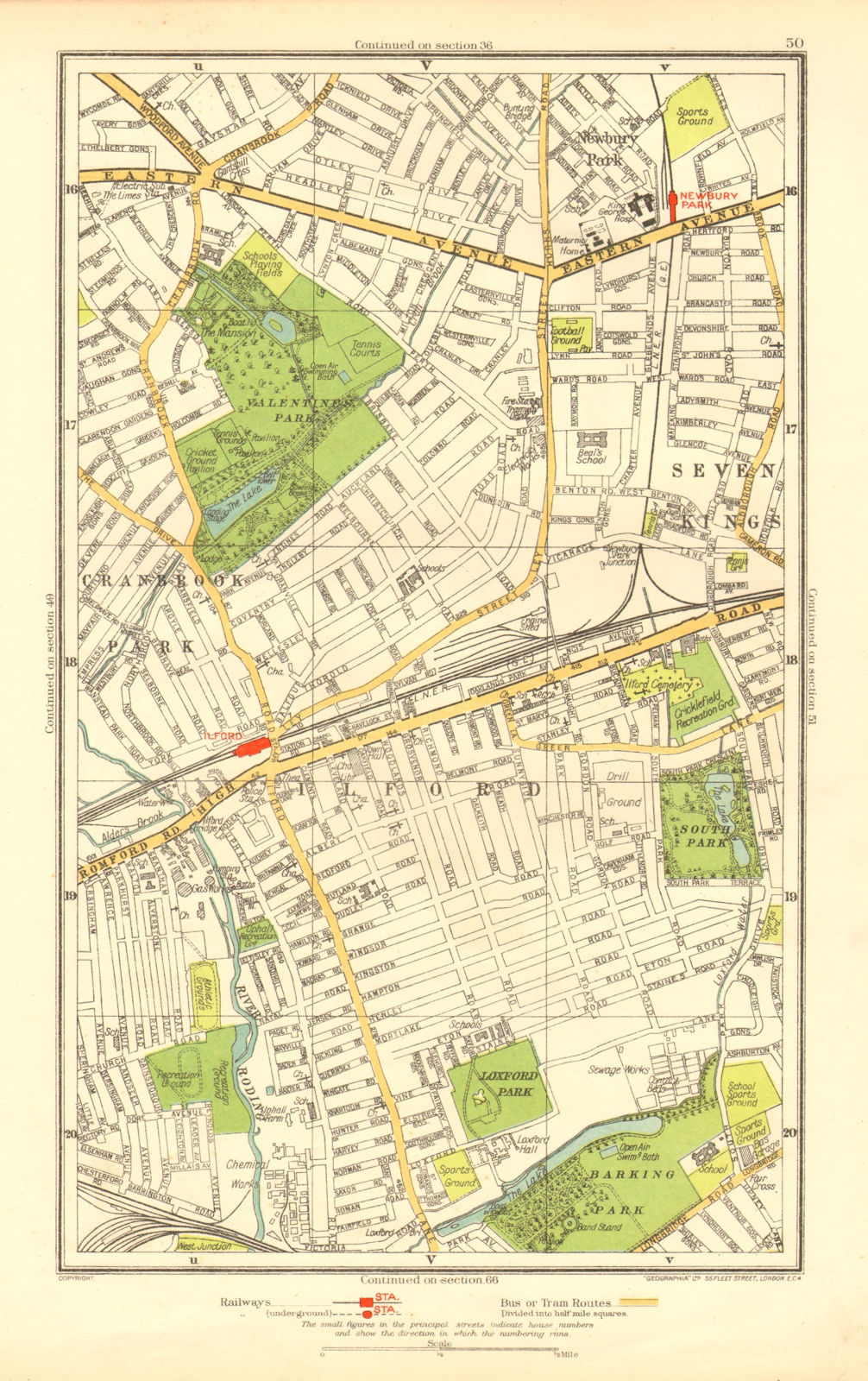 LONDON. Cranbrook Park Ilford Newbury Park Seven Kings Barking Park 1937 map