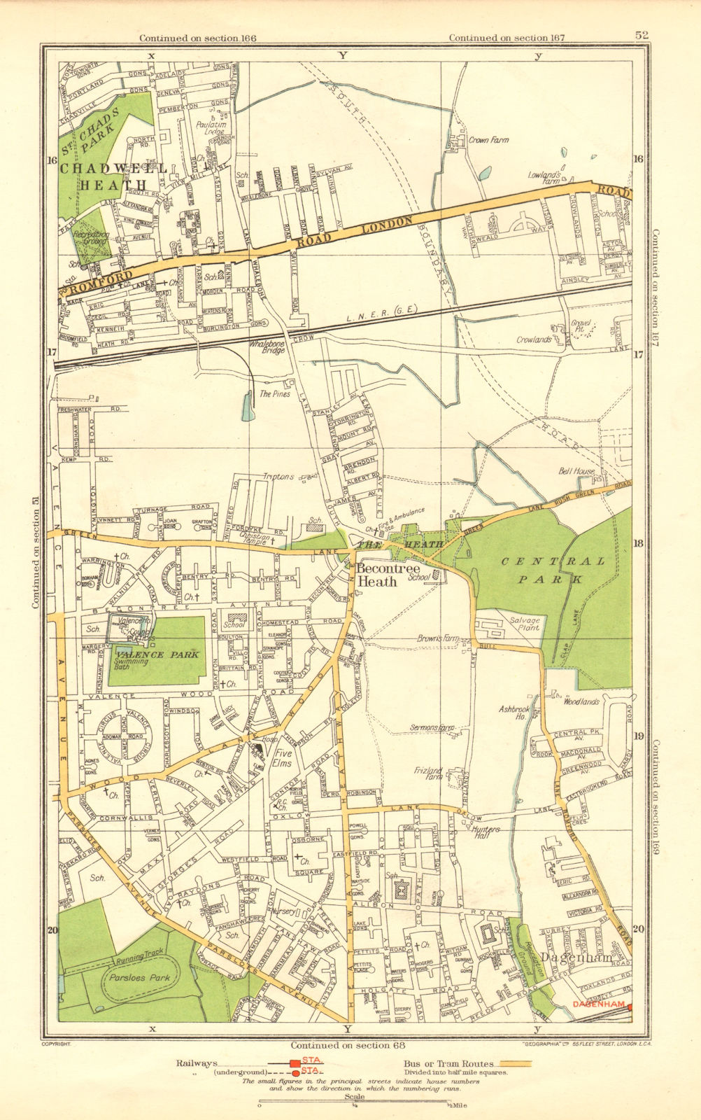 ROMFORD. Chadwell Heath Becontree Dagenham Valence Park 1937 old vintage map