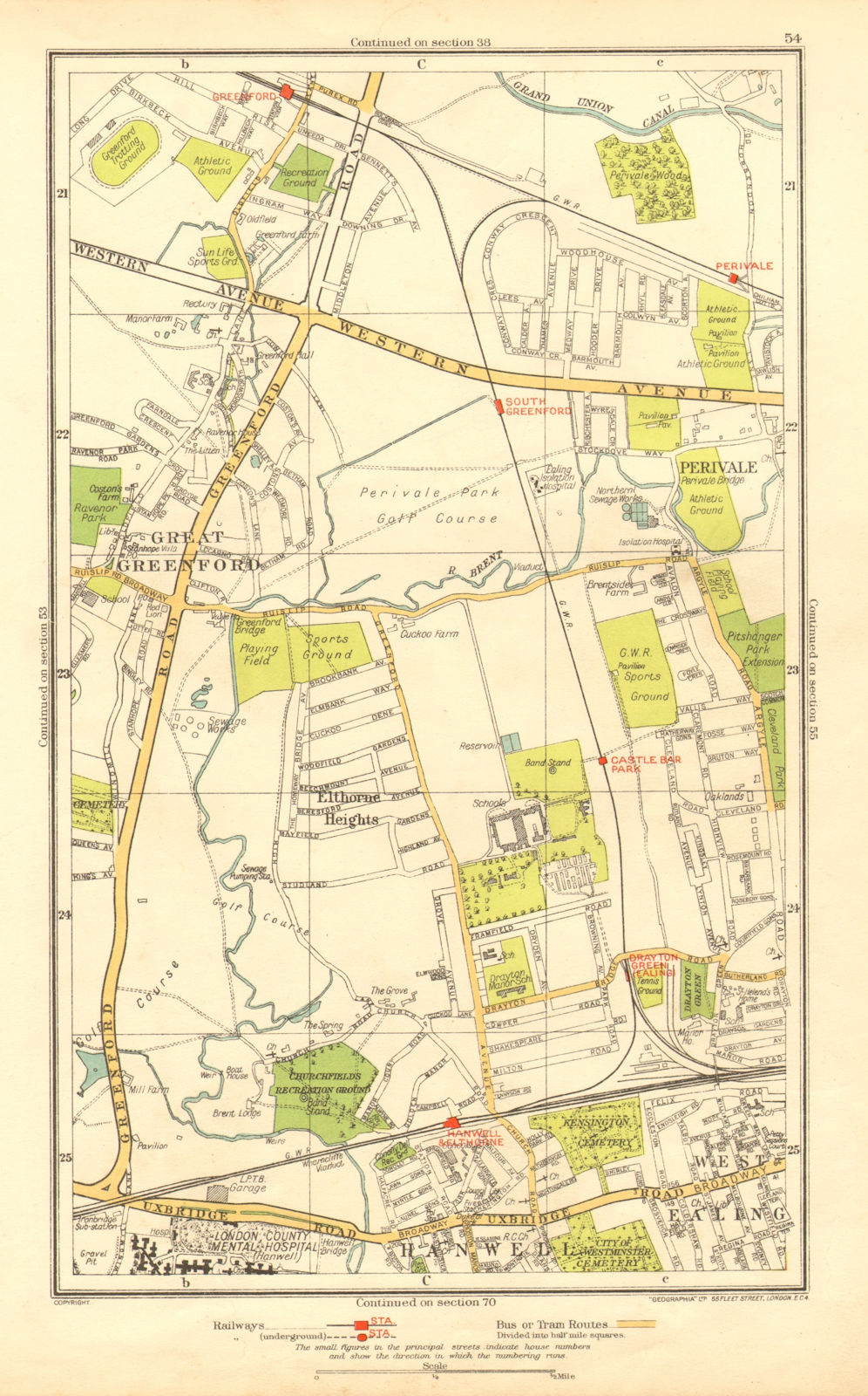 GREENFORD. Perivale West Ealing Hanwell Elthorne Heights Drayton Green 1937 map