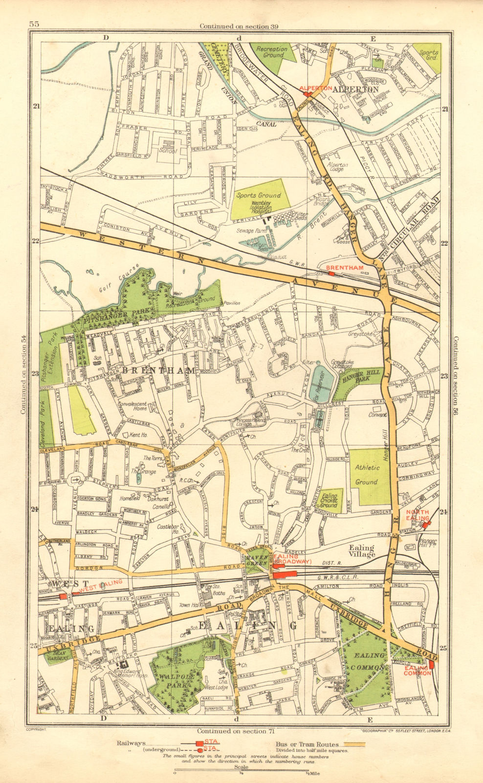 Associate Product LONDON. Alperton Brentham North West Ealing Common Broadway Park Royal 1937 map