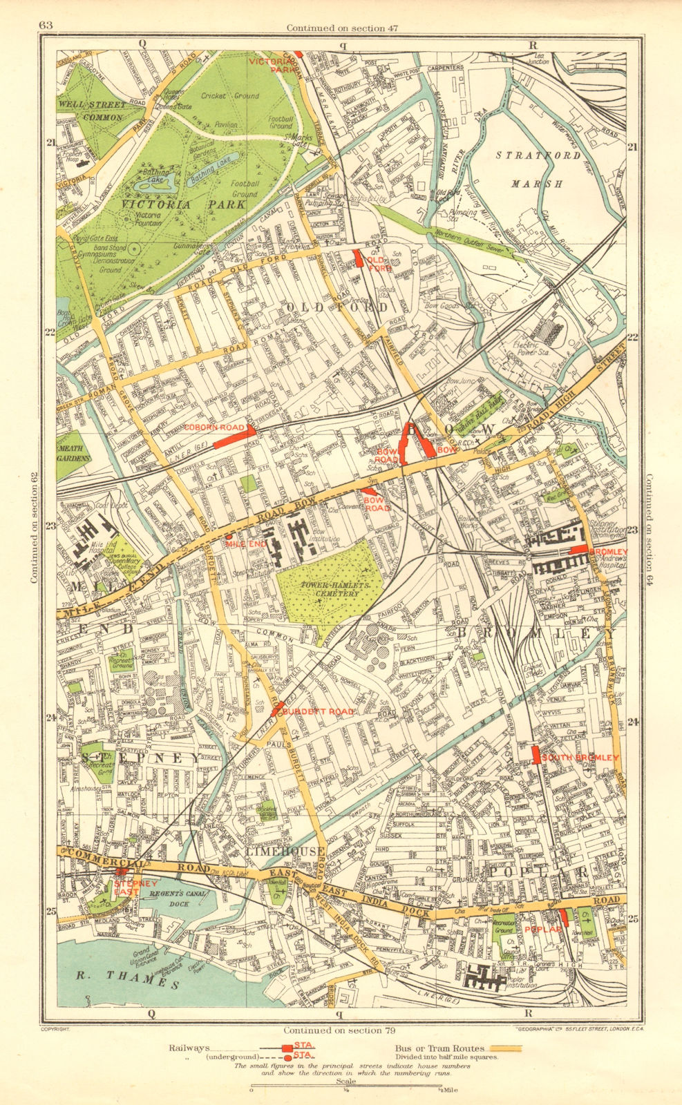 EAST END. Bow Bromley Limehouse Old Ford Poplar Victoria Park Stepney 1937 map