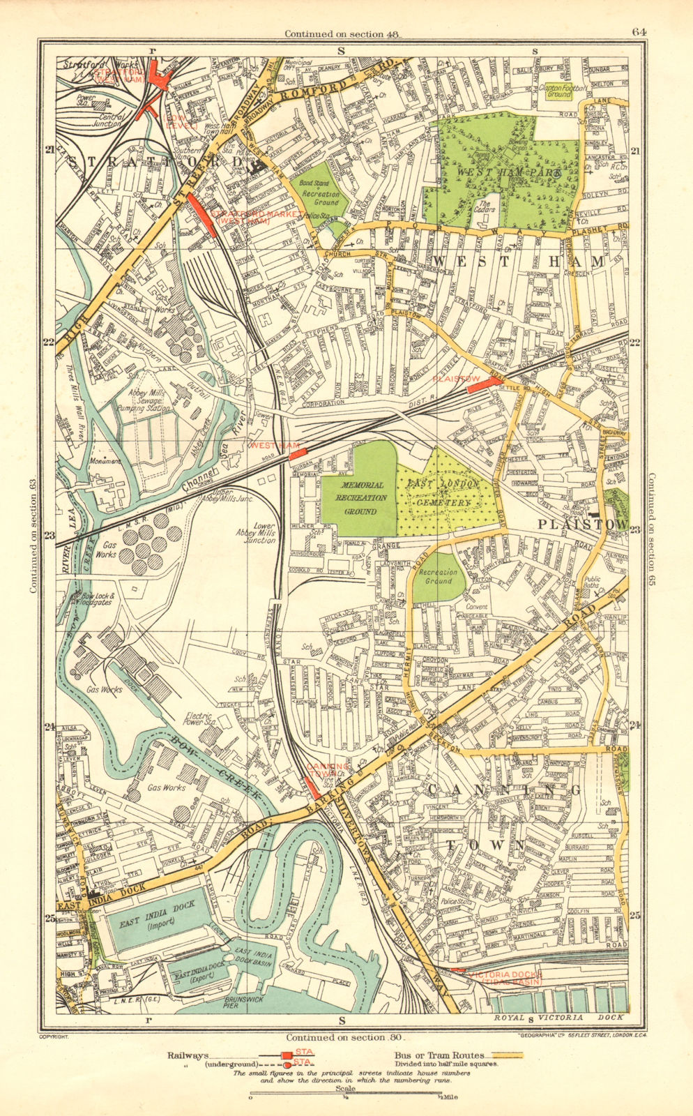 LONDON. Canning Town Stratford West Ham Plaistow Blackwall Poplar 1937 old map