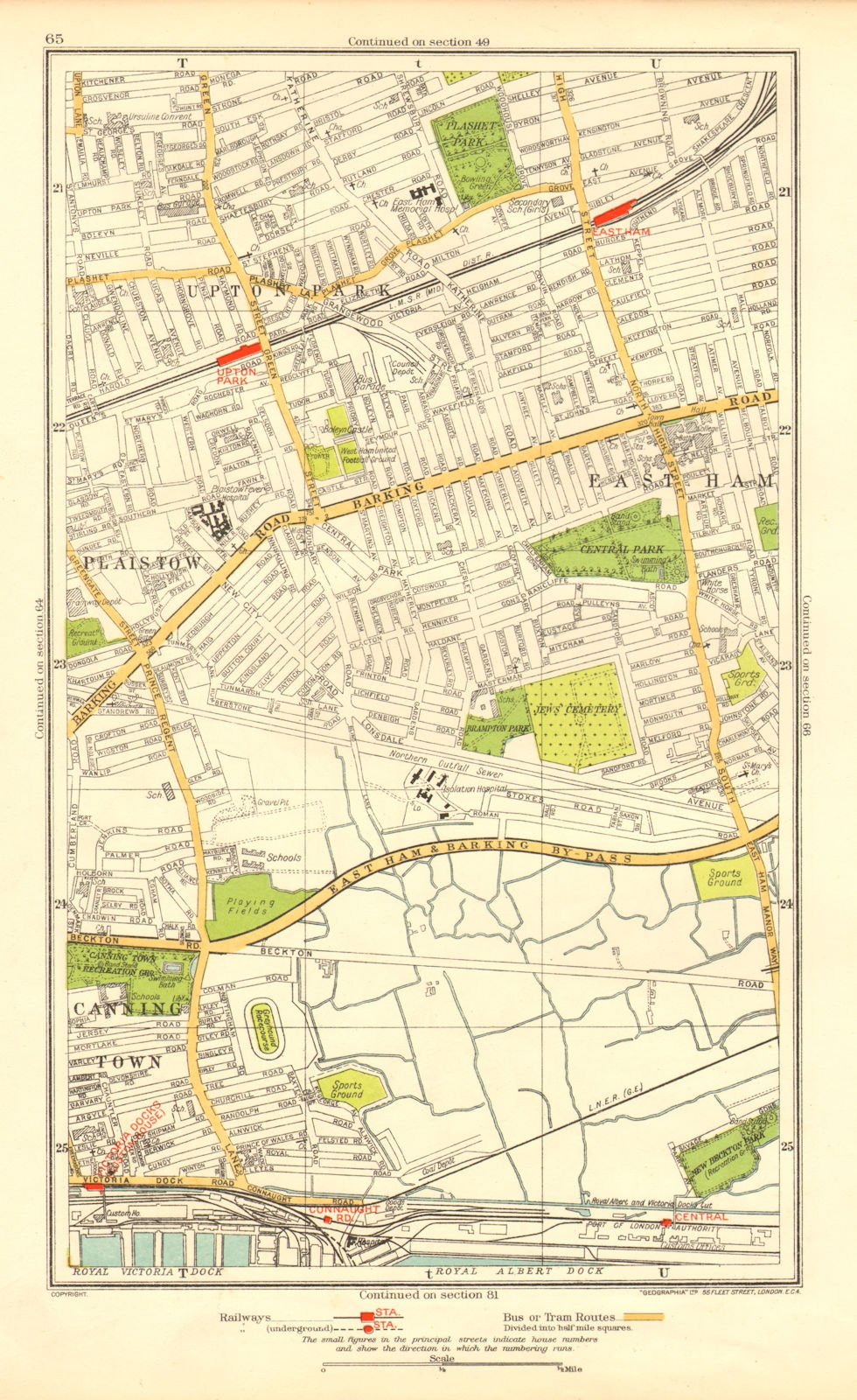 Associate Product LONDON. East Ham Plaistow Upton Park West Ham Custom House 1937 old map