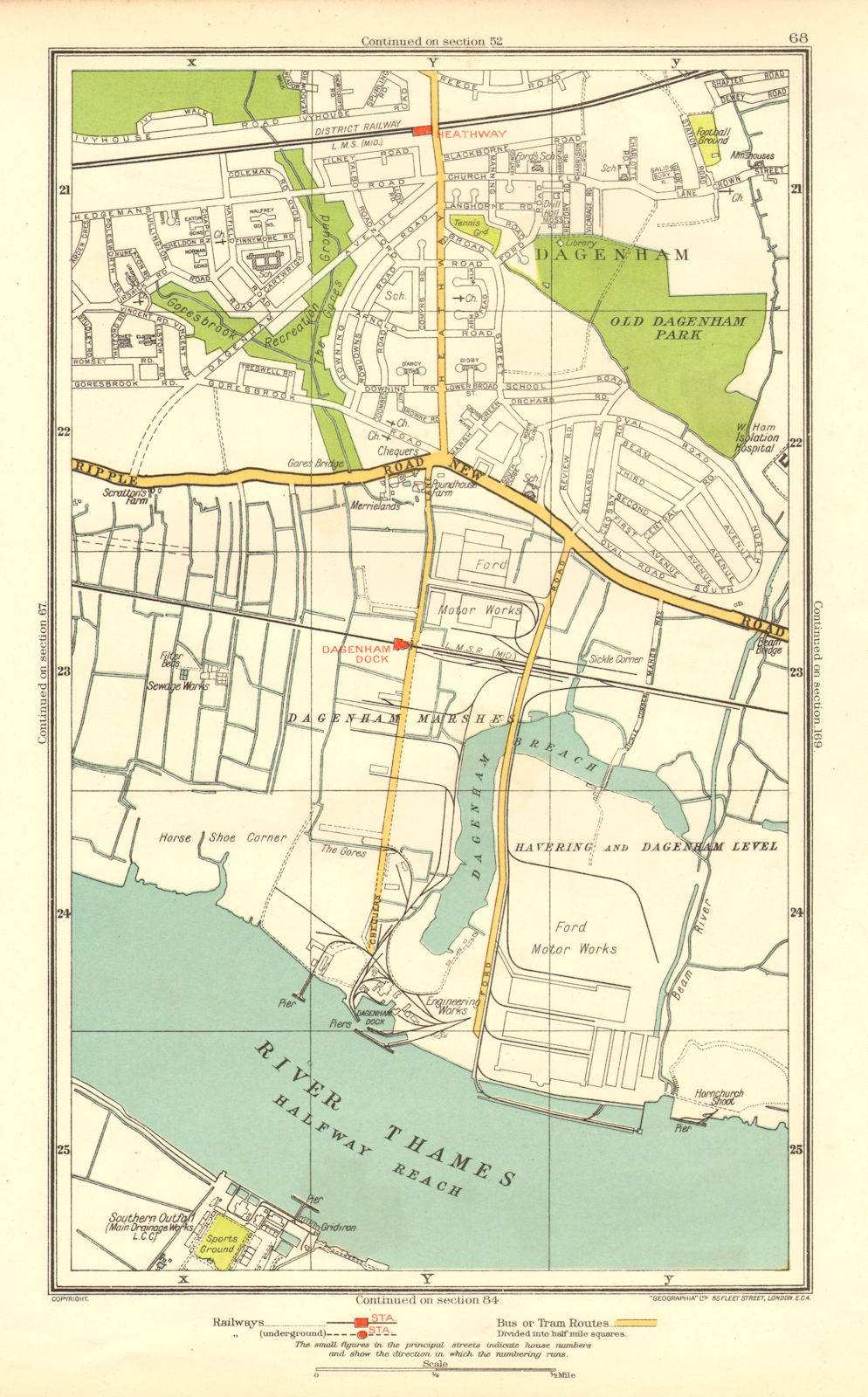 LONDON. Dagenham Hornchurch Thamesmead Dagenham Dock 1937 old vintage map