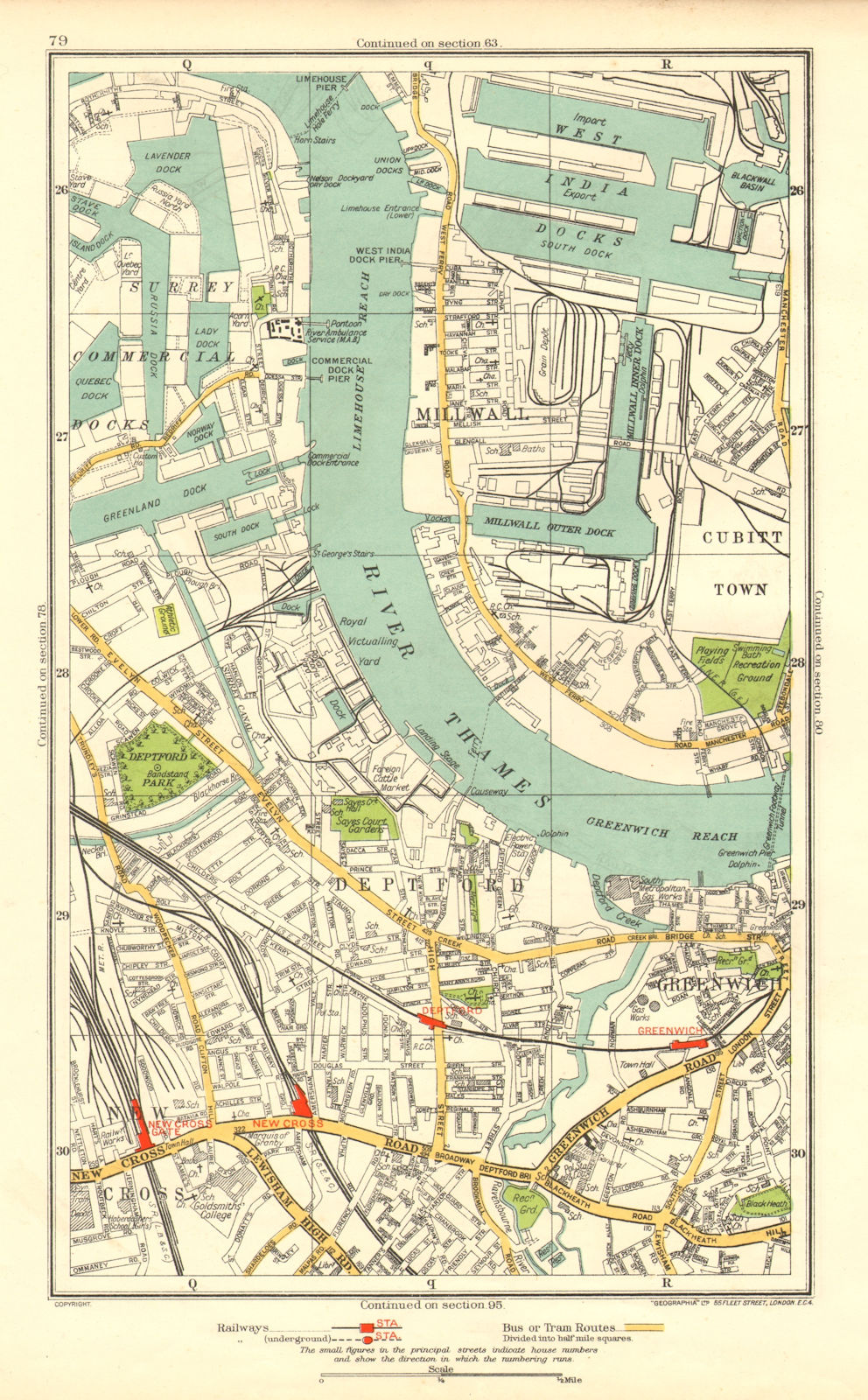 DEPTFORD. Greenwich Millwall New Cross Surrey Docks West India Docks 1937 map