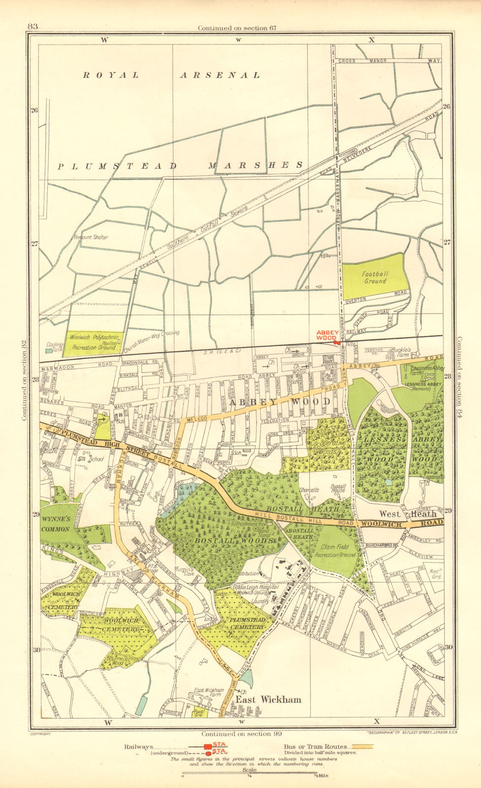WOOLWICH. Abbey Wood Plumstead East Wickham West Heath 1937 old vintage map