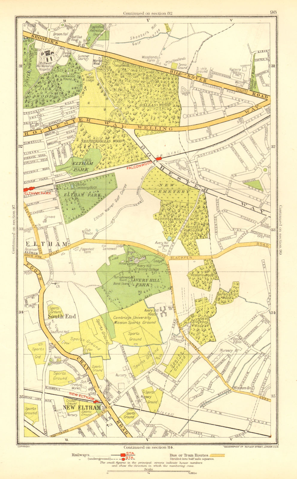 LONDON. New Eltham Shooter's Hill South End Eltham Park Pope Street 1937 map