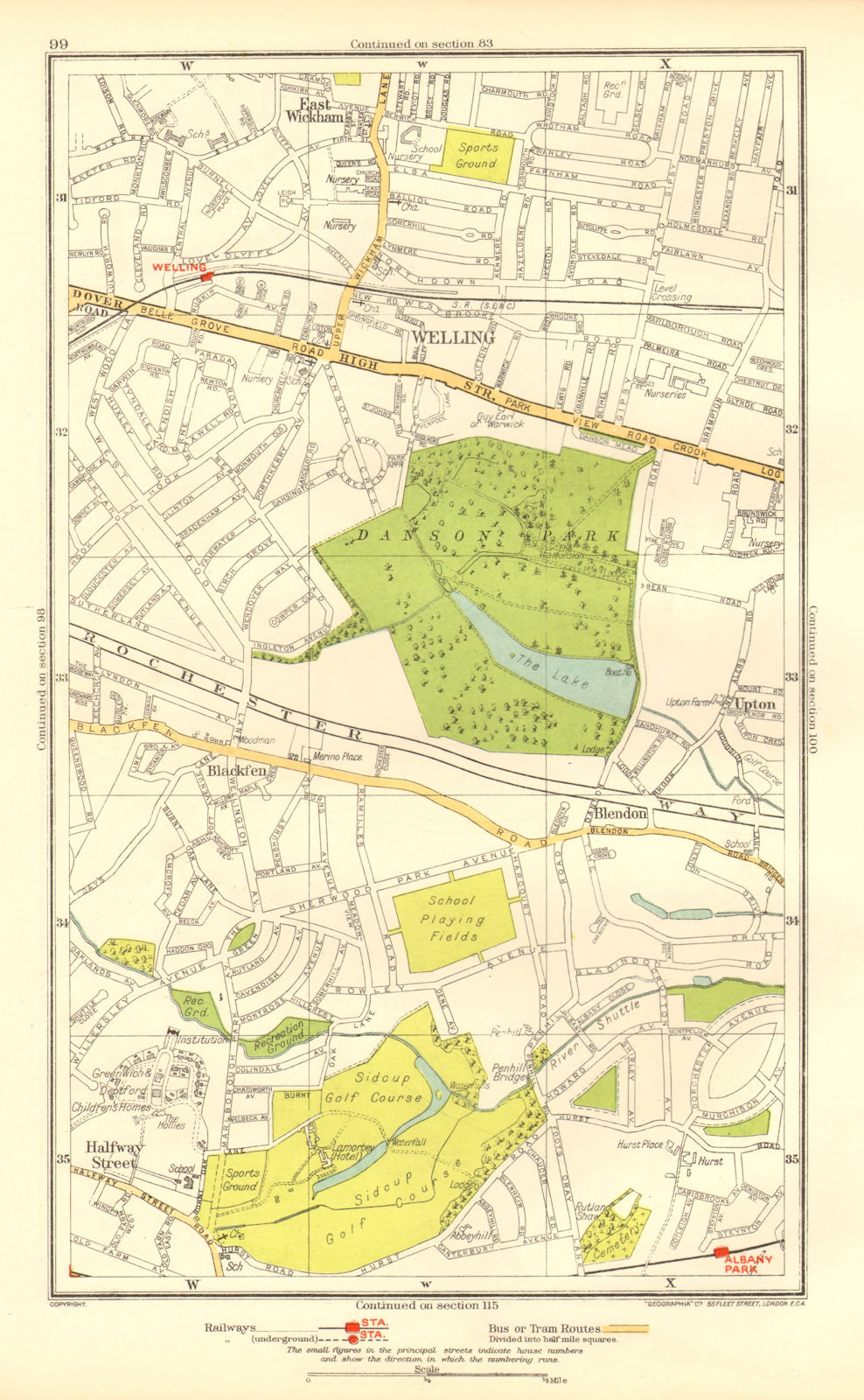 BEXLEY. Welling Blackfen Blendon East Wickham Upton Halfway Street 1937 map