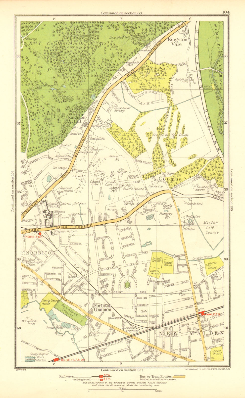 Associate Product NORBITON. Coombe Kingston Hill Kingston Vale New Malden Malden 1937 old map