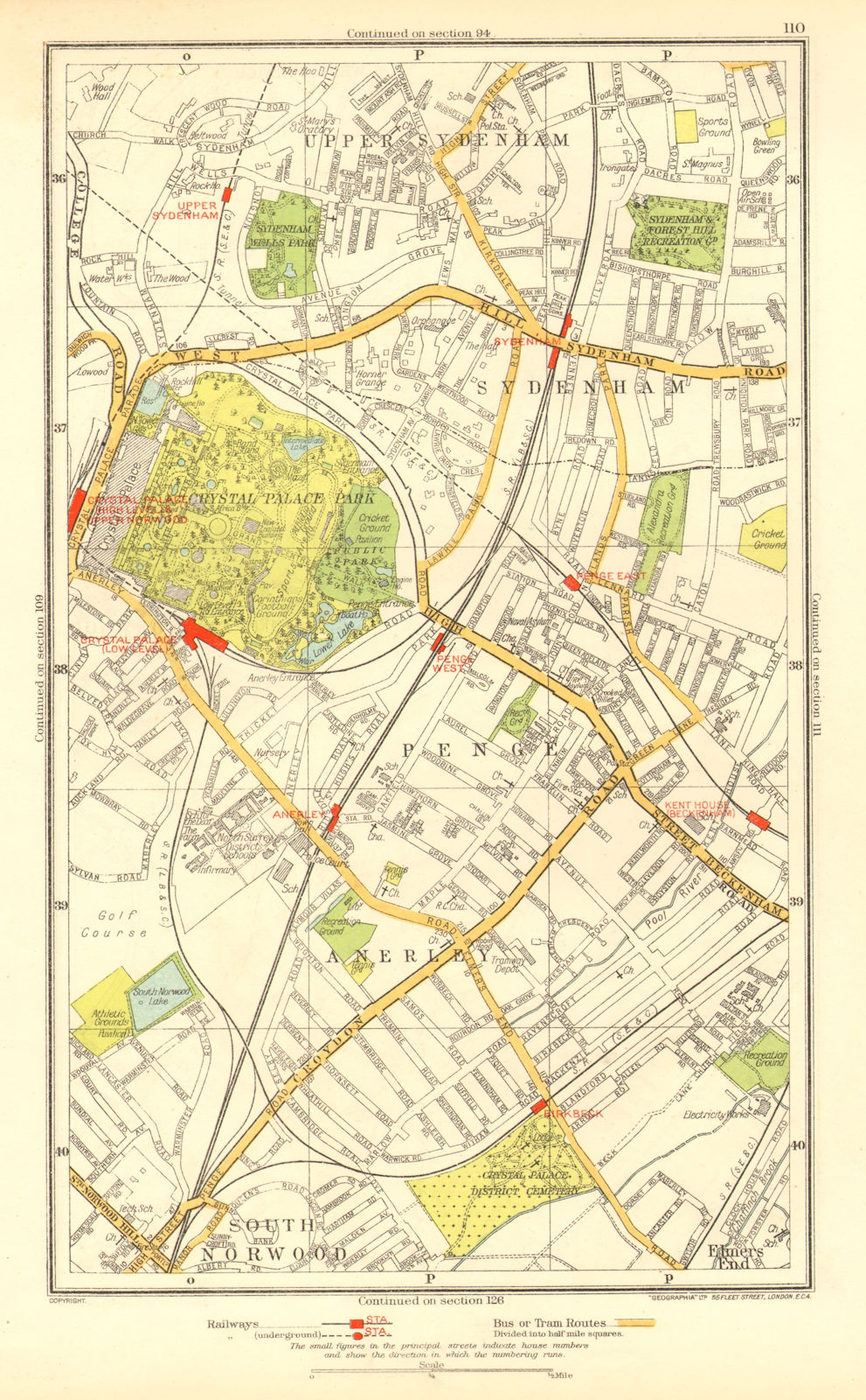 SYDENHAM. Anerley Elmers End Penge Crystal Palace Upper Norwood 1937 old map