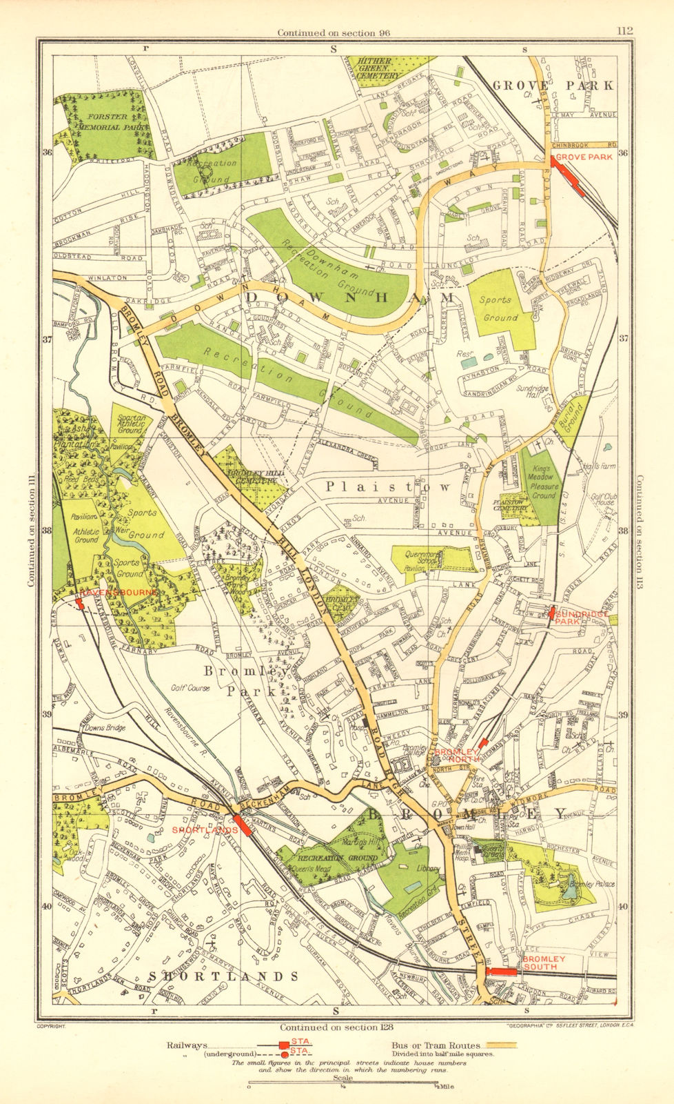 BROMLEY. Downham Grove Park Plaistow Shortlands Ravensbourne 1937 old map