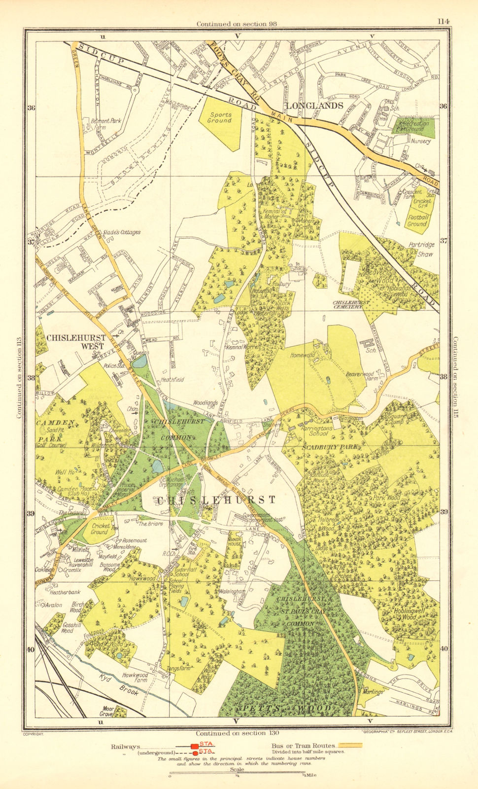 CHISLEHURST. Chislehurst West Longlands Pett's Wood Sidcup Park Wood 1937 map