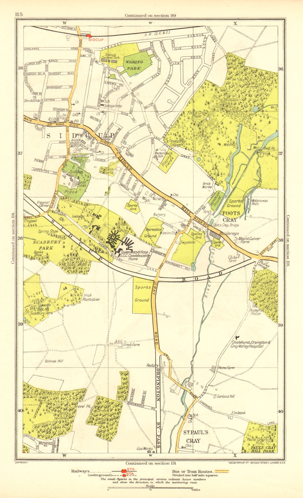 Associate Product SIDCUP. Foots Cray St Paul's Cray Queen's Hospital Frognal(Q Mary's) 1937 map